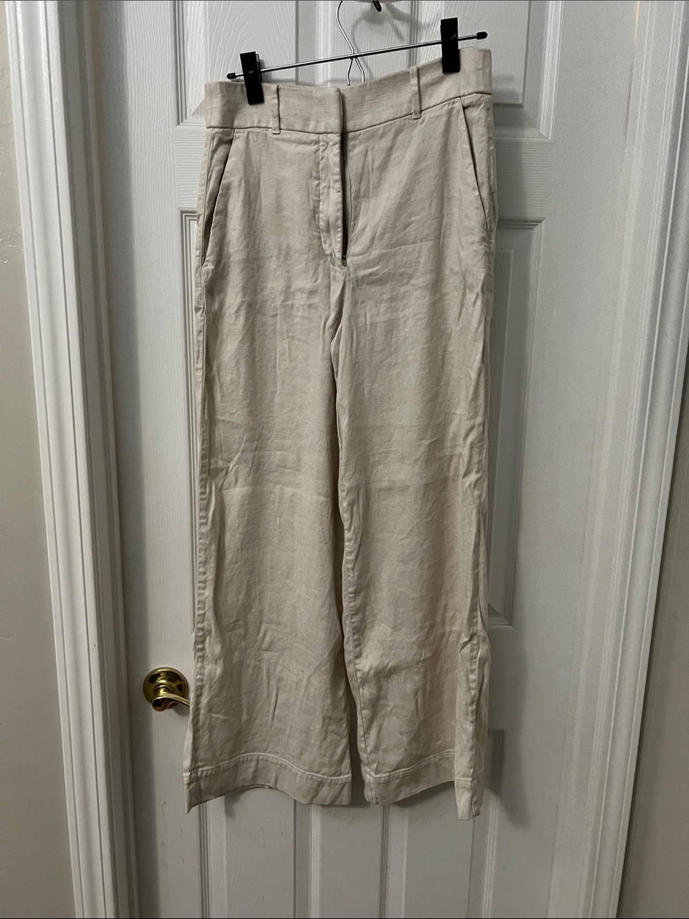 Everlane Cream Linen Wide Leg Trousers